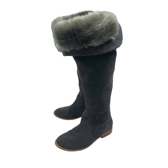 Colin Stuart Size 6 B Gray Suede Fur Lined Knee High Tall Boots - Picture 6 of 12
